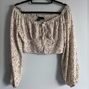 Off the shoulder flowered crop top